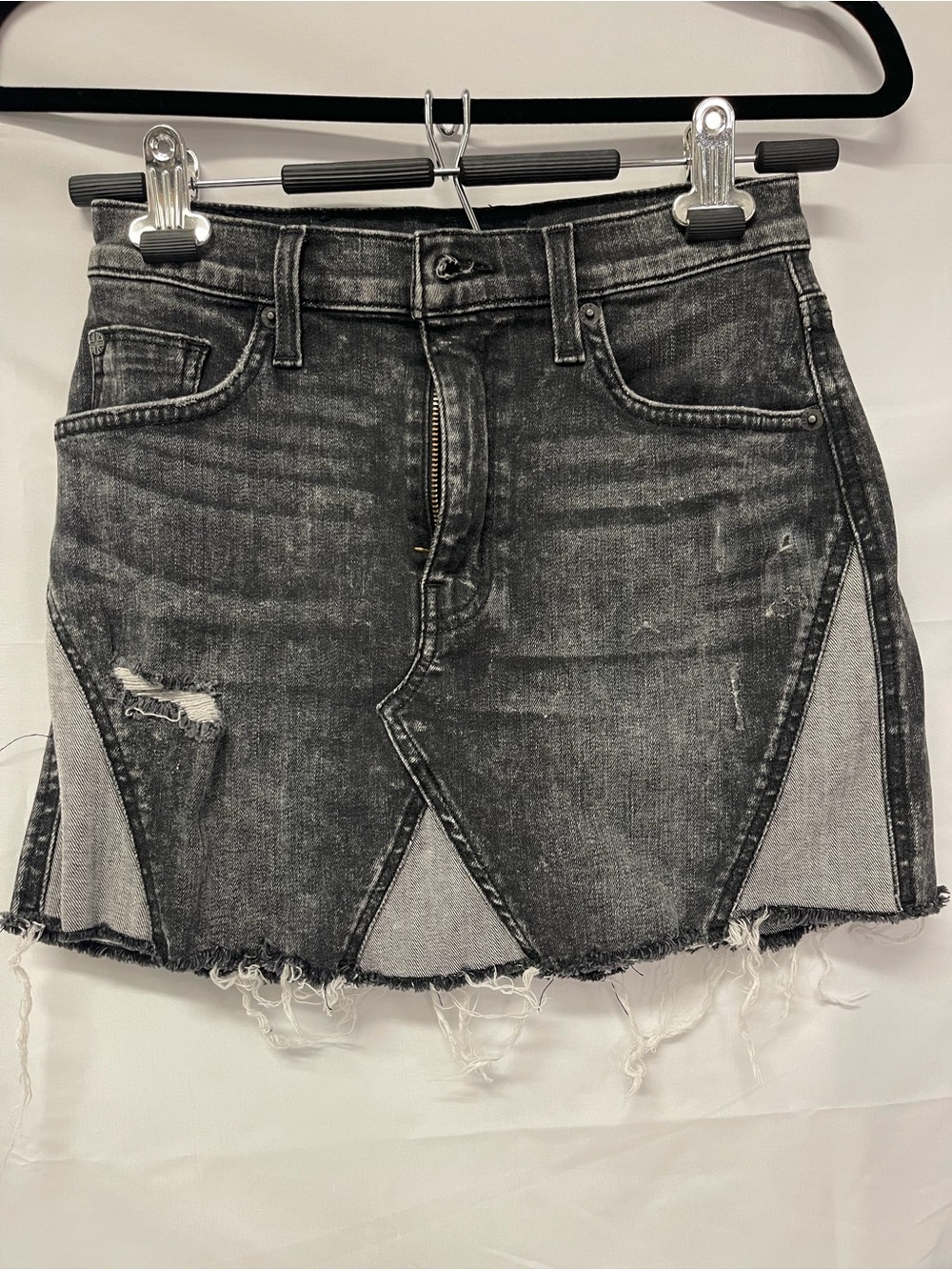 Hudson The Viper Black Acid Wash Distressed Mini Skirt Size 25